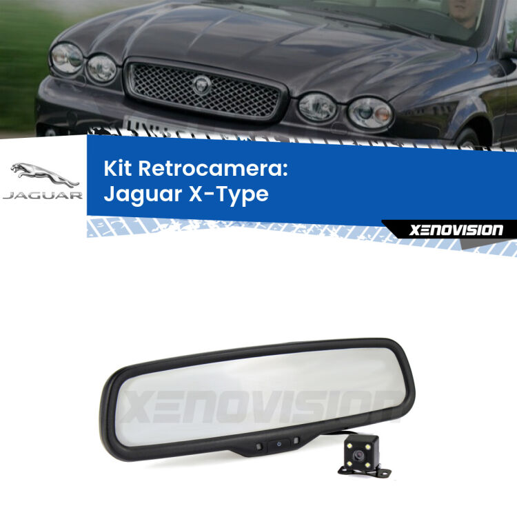 Kit Telecamera Parcheggio e Specchietto retrovisore con display invisibile per Jaguar X-Type . Spento è identico all’originale. In retromarcia, l’immagine appare in un riquadro prima invisibile