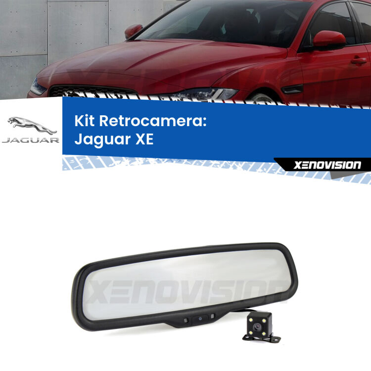 Kit Telecamera Parcheggio e Specchietto retrovisore con display invisibile per Jaguar XE . Spento è identico all’originale. In retromarcia, l’immagine appare in un riquadro prima invisibile