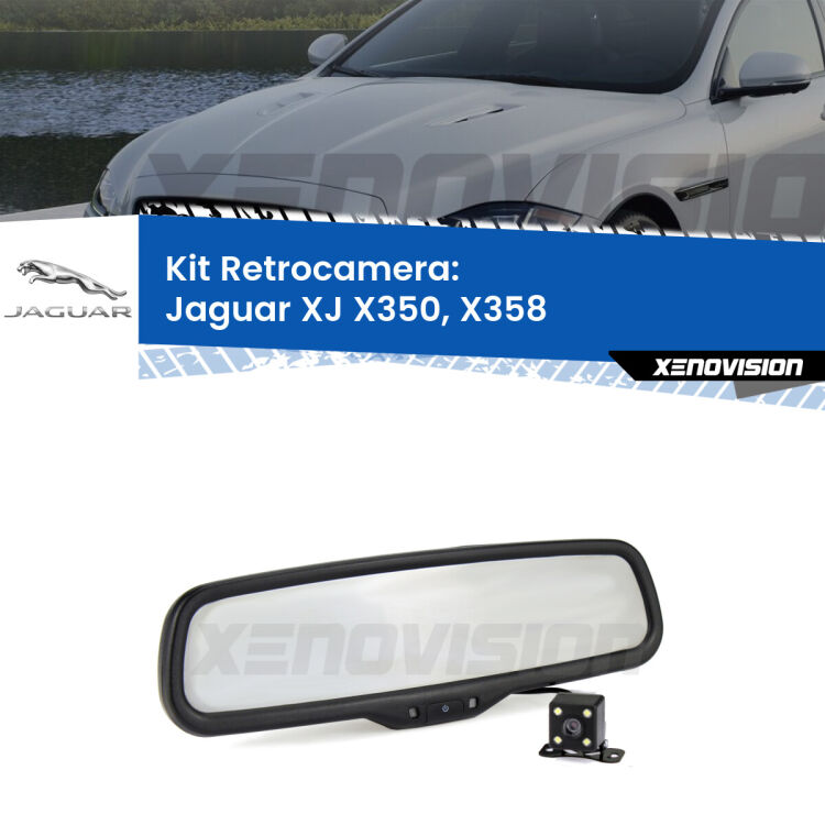 Kit Telecamera Parcheggio e Specchietto retrovisore con display invisibile per Jaguar XJ X350, X358. Spento è identico all’originale. In retromarcia, l’immagine appare in un riquadro prima invisibile