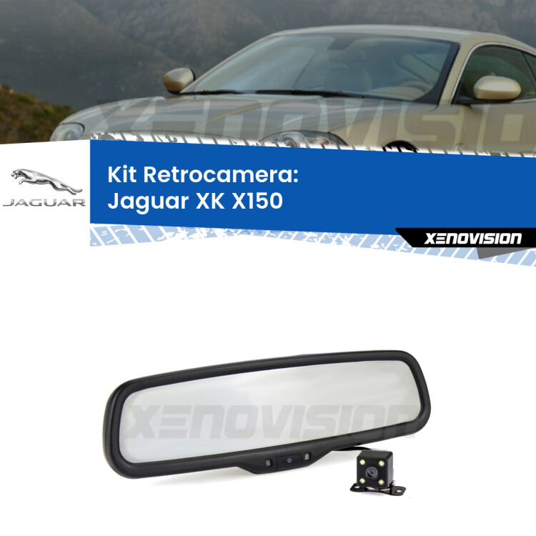 Kit Telecamera Parcheggio e Specchietto retrovisore con display invisibile per Jaguar XK X150. Spento è identico all’originale. In retromarcia, l’immagine appare in un riquadro prima invisibile