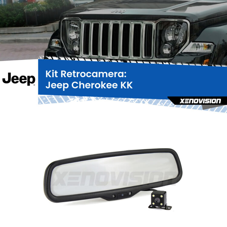 Kit Telecamera Parcheggio e Specchietto retrovisore con display invisibile per Jeep Cherokee KK. Spento è identico all’originale. In retromarcia, l’immagine appare in un riquadro prima invisibile