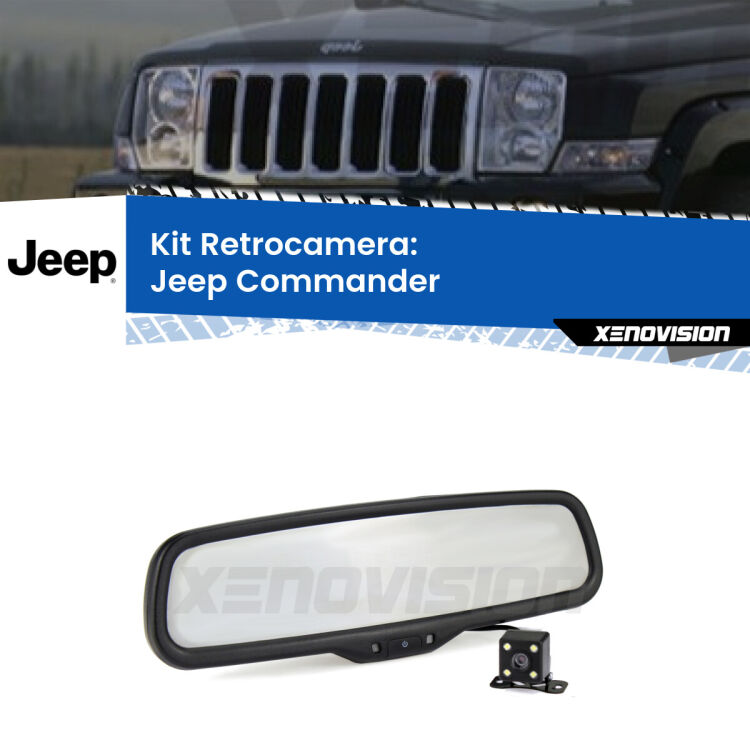 Kit Telecamera Parcheggio e Specchietto retrovisore con display invisibile per Jeep Commander . Spento è identico all’originale. In retromarcia, l’immagine appare in un riquadro prima invisibile