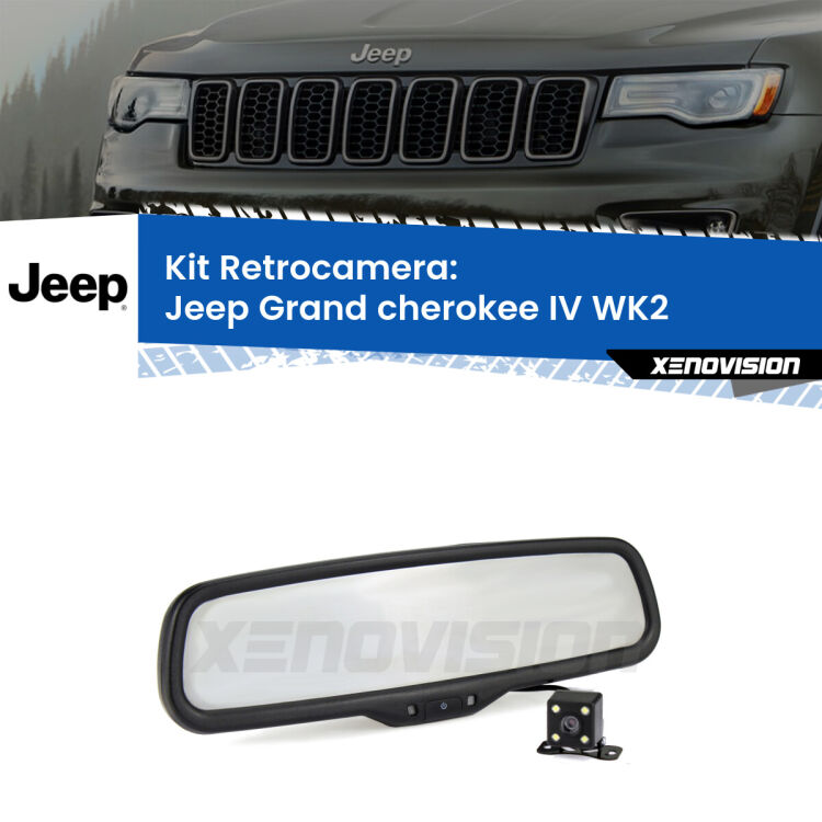 Kit Telecamera Parcheggio e Specchietto retrovisore con display invisibile per Jeep Grand cherokee IV WK2. Spento è identico all’originale. In retromarcia, l’immagine appare in un riquadro prima invisibile