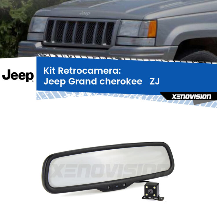 Kit Telecamera Parcheggio e Specchietto retrovisore con display invisibile per Jeep Grand cherokee   ZJ. Spento è identico all’originale. In retromarcia, l’immagine appare in un riquadro prima invisibile