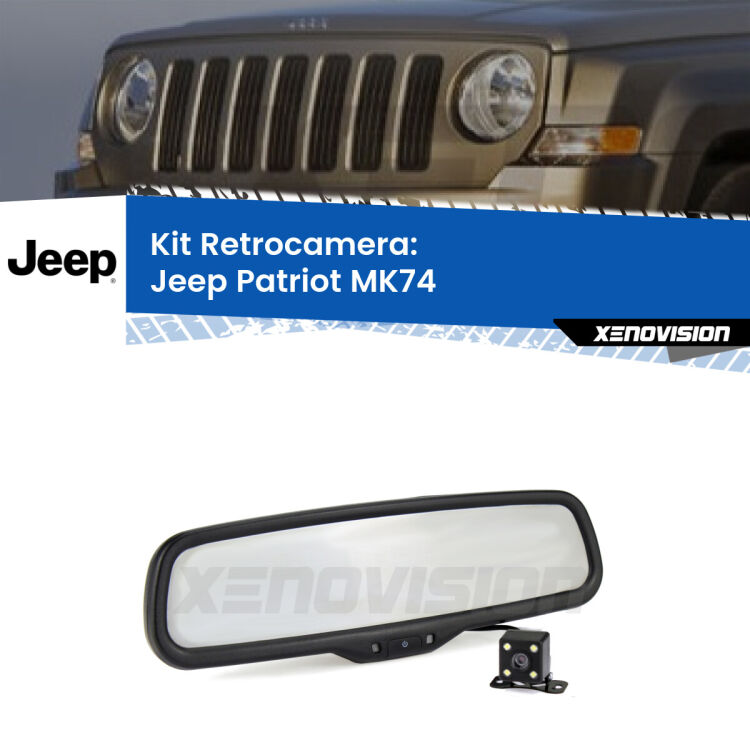 Kit Telecamera Parcheggio e Specchietto retrovisore con display invisibile per Jeep Patriot MK74. Spento è identico all’originale. In retromarcia, l’immagine appare in un riquadro prima invisibile