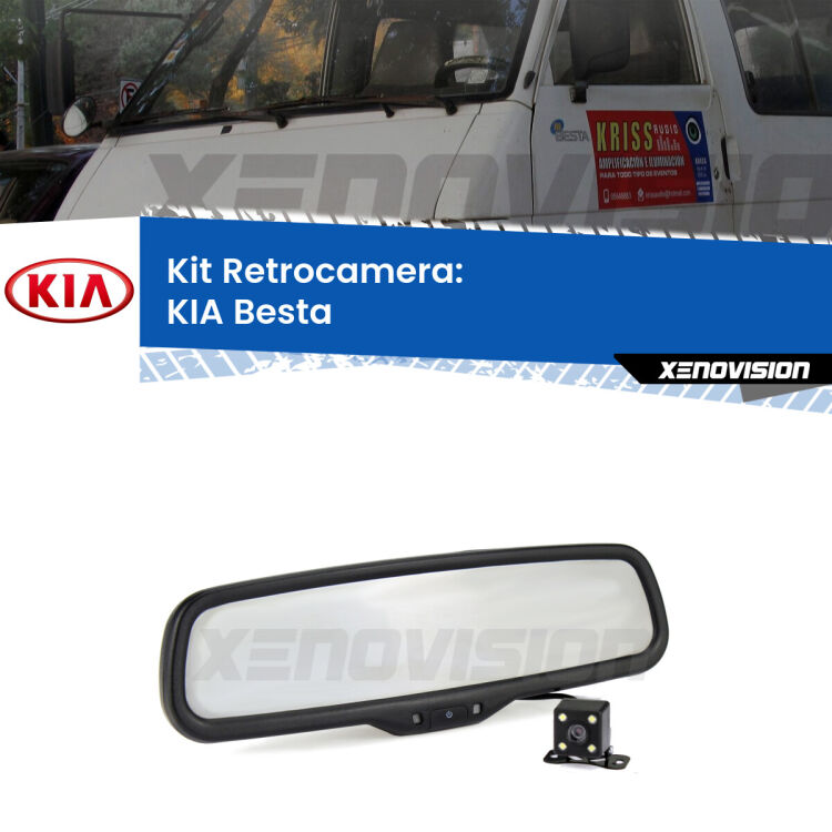 Kit Telecamera Parcheggio e Specchietto retrovisore con display invisibile per KIA Besta . Spento è identico all’originale. In retromarcia, l’immagine appare in un riquadro prima invisibile