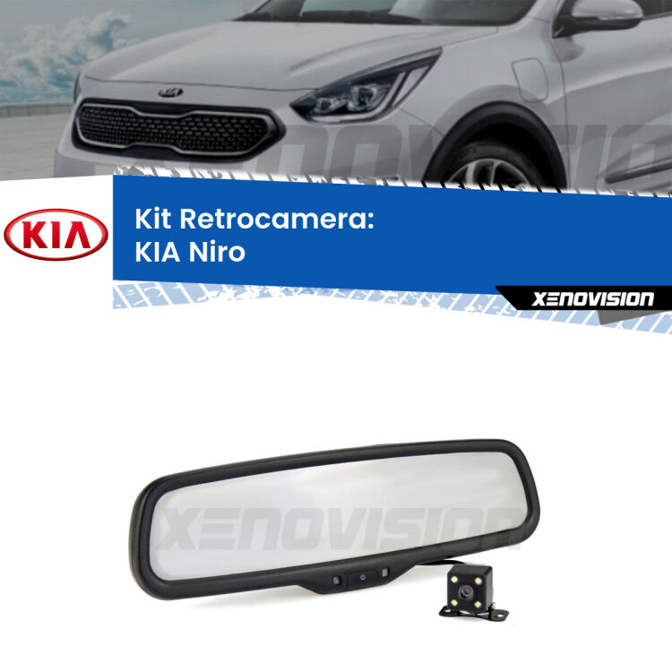 Kit Telecamera Parcheggio e Specchietto retrovisore con display invisibile per KIA Niro . Spento è identico all’originale. In retromarcia, l’immagine appare in un riquadro prima invisibile