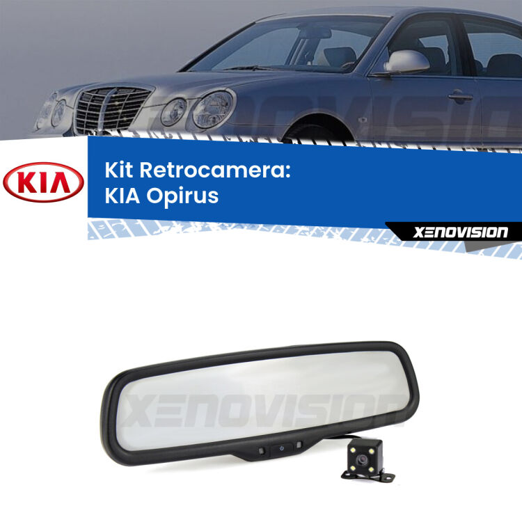 Kit Telecamera Parcheggio e Specchietto retrovisore con display invisibile per KIA Opirus . Spento è identico all’originale. In retromarcia, l’immagine appare in un riquadro prima invisibile