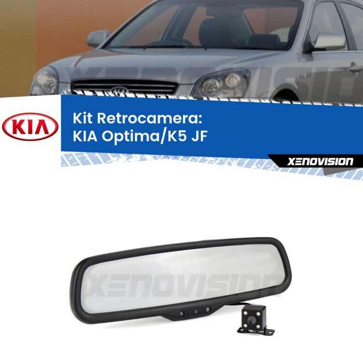 Kit Telecamera Parcheggio e Specchietto retrovisore con display invisibile per KIA Optima/K5 JF. Spento è identico all’originale. In retromarcia, l’immagine appare in un riquadro prima invisibile