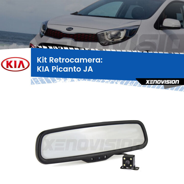 Kit Telecamera Parcheggio e Specchietto retrovisore con display invisibile per KIA Picanto JA. Spento è identico all’originale. In retromarcia, l’immagine appare in un riquadro prima invisibile