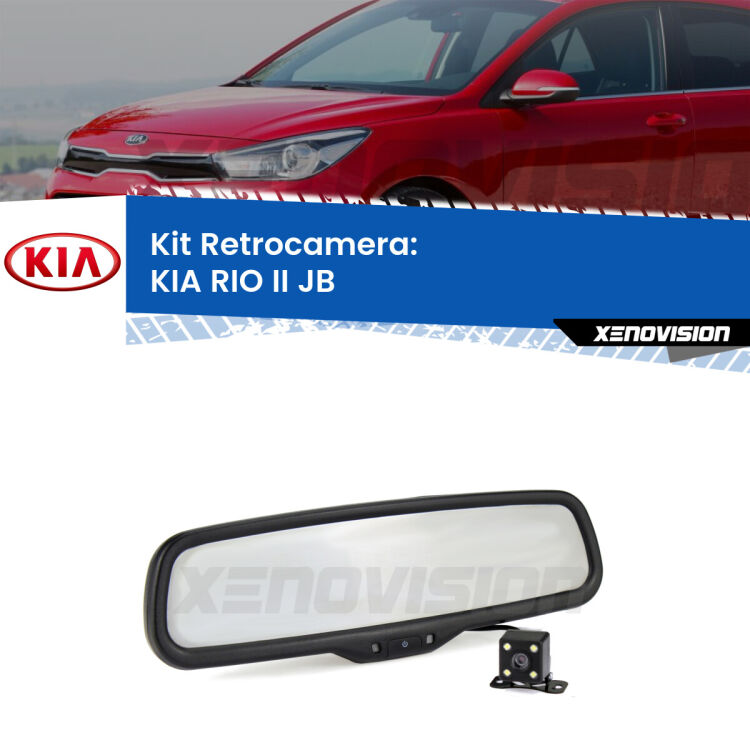 Kit Telecamera Parcheggio e Specchietto retrovisore con display invisibile per KIA RIO II JB. Spento è identico all’originale. In retromarcia, l’immagine appare in un riquadro prima invisibile