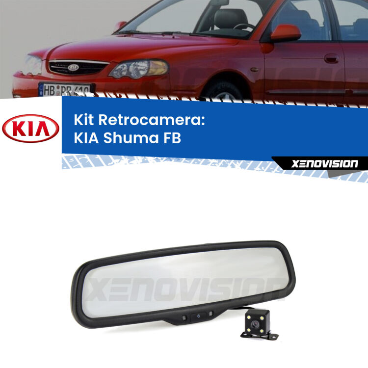 Kit Telecamera Parcheggio e Specchietto retrovisore con display invisibile per KIA Shuma FB. Spento è identico all’originale. In retromarcia, l’immagine appare in un riquadro prima invisibile