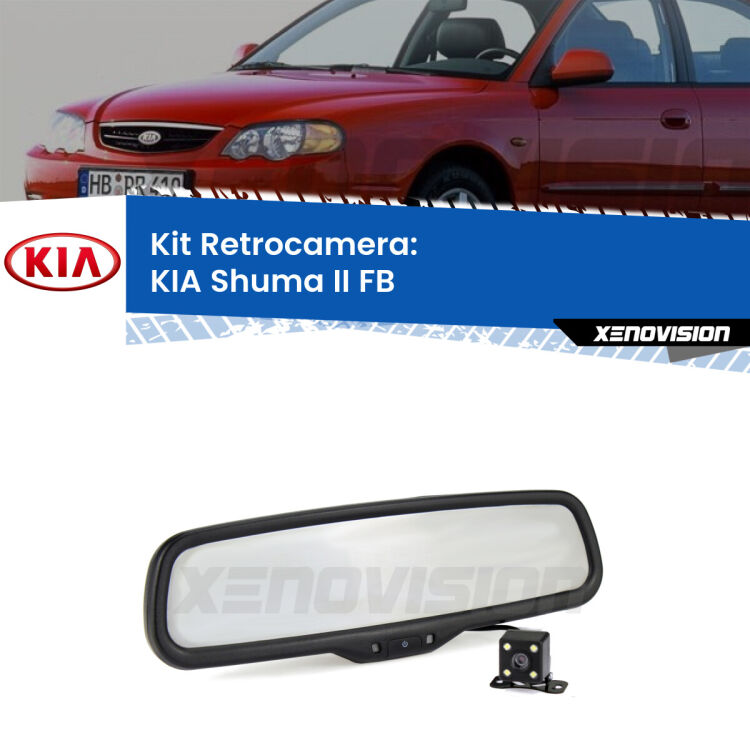 Kit Telecamera Parcheggio e Specchietto retrovisore con display invisibile per KIA Shuma II FB. Spento è identico all’originale. In retromarcia, l’immagine appare in un riquadro prima invisibile