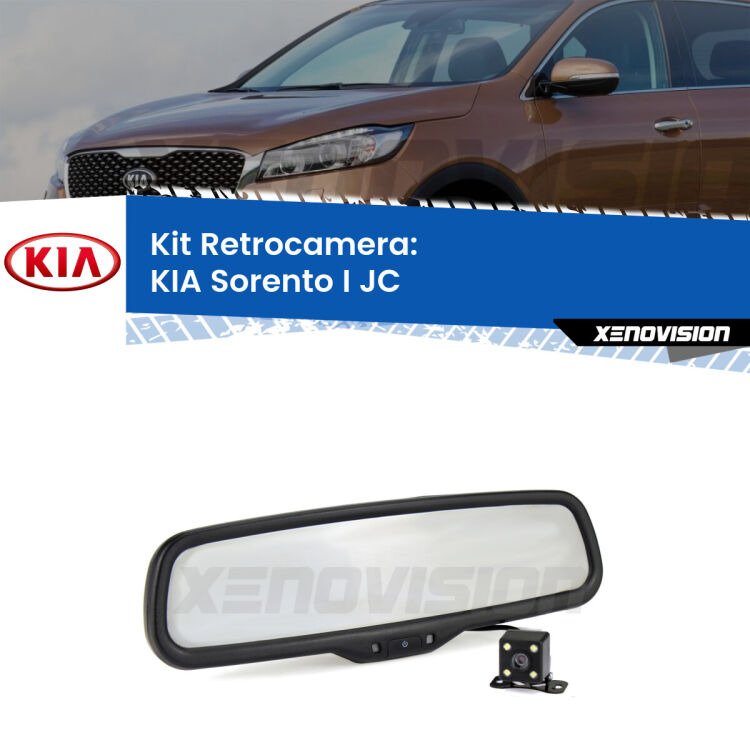 Kit Telecamera Parcheggio e Specchietto retrovisore con display invisibile per KIA Sorento I JC. Spento è identico all’originale. In retromarcia, l’immagine appare in un riquadro prima invisibile