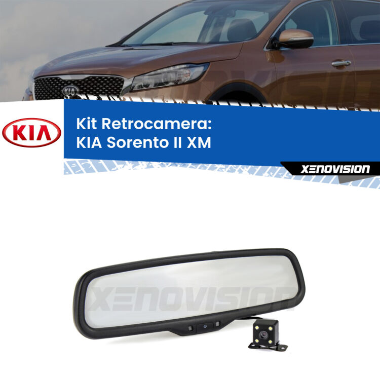 Kit Telecamera Parcheggio e Specchietto retrovisore con display invisibile per KIA Sorento II XM. Spento è identico all’originale. In retromarcia, l’immagine appare in un riquadro prima invisibile