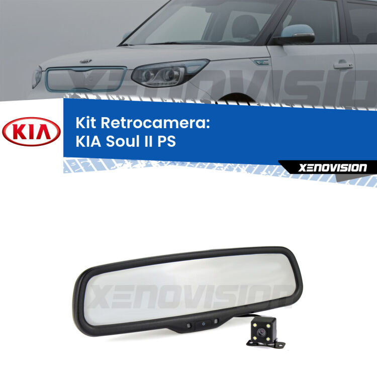 Kit Telecamera Parcheggio e Specchietto retrovisore con display invisibile per KIA Soul II PS. Spento è identico all’originale. In retromarcia, l’immagine appare in un riquadro prima invisibile