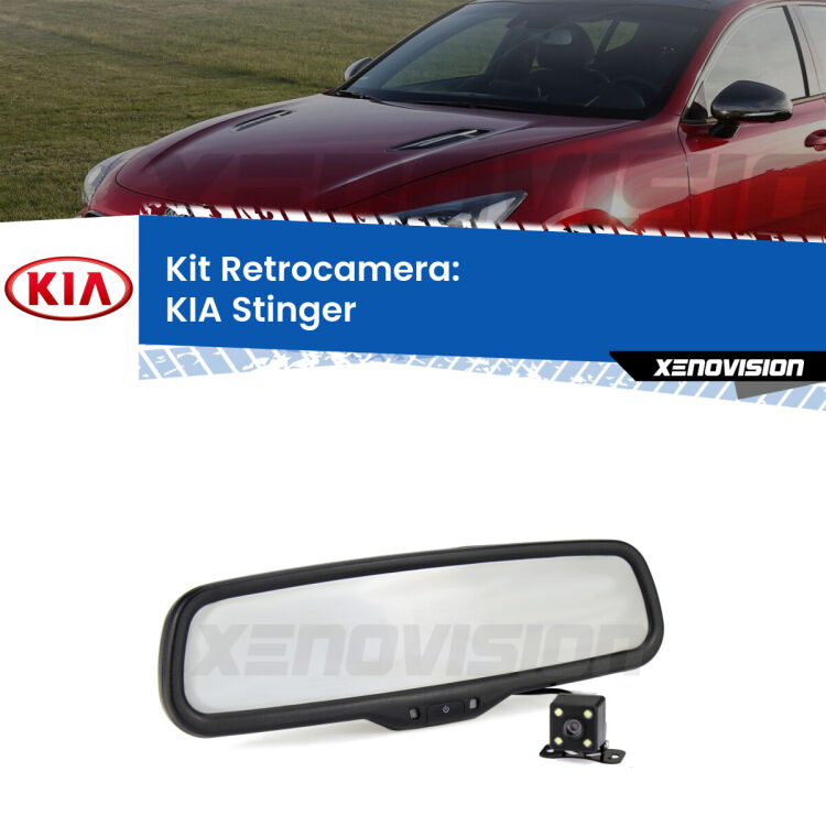 Kit Telecamera Parcheggio e Specchietto retrovisore con display invisibile per KIA Stinger . Spento è identico all’originale. In retromarcia, l’immagine appare in un riquadro prima invisibile