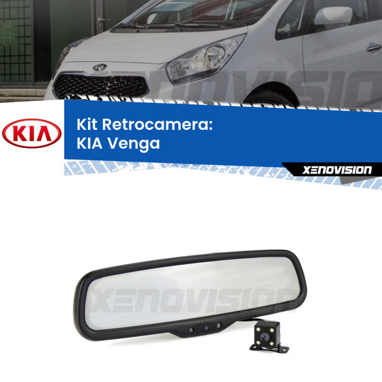 Kit Telecamera Parcheggio e Specchietto retrovisore con display invisibile per KIA Venga . Spento è identico all’originale. In retromarcia, l’immagine appare in un riquadro prima invisibile