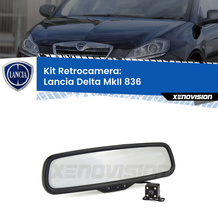 Kit Telecamera Parcheggio e Specchietto retrovisore con display invisibile per Lancia Delta MkII 836. Spento è identico all’originale. In retromarcia, l’immagine appare in un riquadro prima invisibile