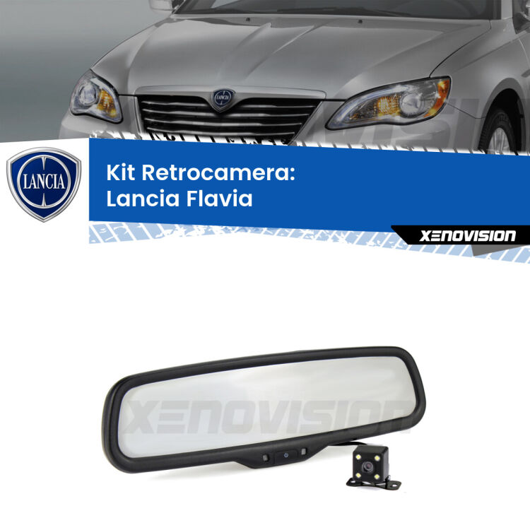 Kit Telecamera Parcheggio e Specchietto retrovisore con display invisibile per Lancia Flavia . Spento è identico all’originale. In retromarcia, l’immagine appare in un riquadro prima invisibile