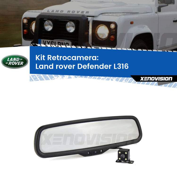 Kit Telecamera Parcheggio e Specchietto retrovisore con display invisibile per Land rover Defender L316. Spento è identico all’originale. In retromarcia, l’immagine appare in un riquadro prima invisibile