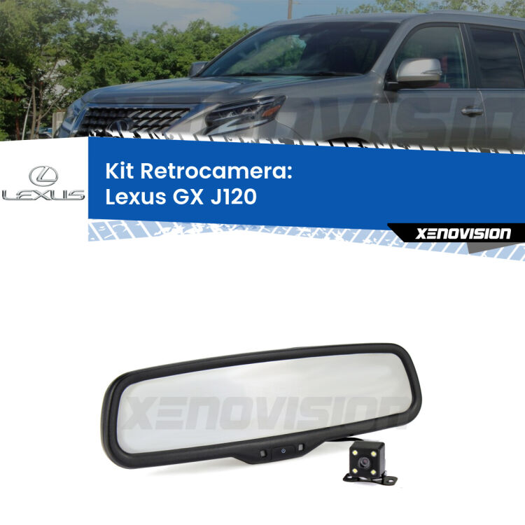 Kit Telecamera Parcheggio e Specchietto retrovisore con display invisibile per Lexus GX J120. Spento è identico all’originale. In retromarcia, l’immagine appare in un riquadro prima invisibile