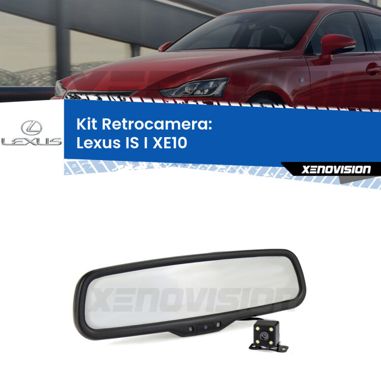 Kit Telecamera Parcheggio e Specchietto retrovisore con display invisibile per Lexus IS I XE10. Spento è identico all’originale. In retromarcia, l’immagine appare in un riquadro prima invisibile