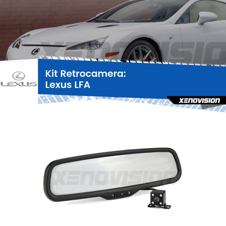 Kit Telecamera Parcheggio e Specchietto retrovisore con display invisibile per Lexus LFA . Spento è identico all’originale. In retromarcia, l’immagine appare in un riquadro prima invisibile