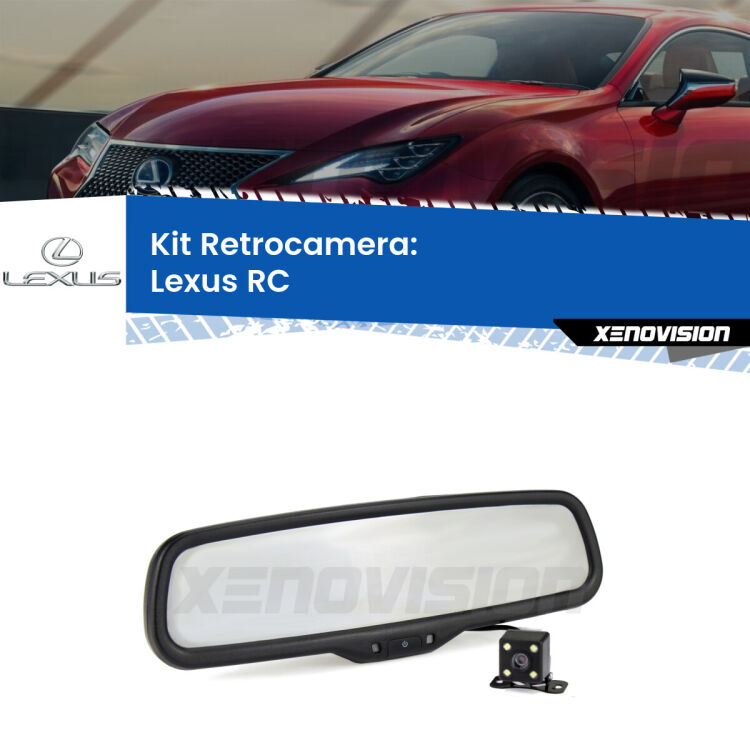 Kit Telecamera Parcheggio e Specchietto retrovisore con display invisibile per Lexus RC . Spento è identico all’originale. In retromarcia, l’immagine appare in un riquadro prima invisibile