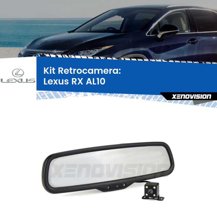 Kit Telecamera Parcheggio e Specchietto retrovisore con display invisibile per Lexus RX AL10. Spento è identico all’originale. In retromarcia, l’immagine appare in un riquadro prima invisibile