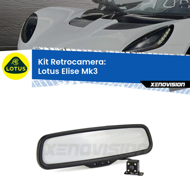 Kit Telecamera Parcheggio e Specchietto retrovisore con display invisibile per Lotus Elise Mk3. Spento è identico all’originale. In retromarcia, l’immagine appare in un riquadro prima invisibile