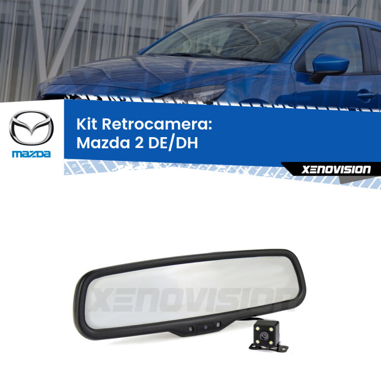 Kit Telecamera Parcheggio e Specchietto retrovisore con display invisibile per Mazda 2 DE/DH. Spento è identico all’originale. In retromarcia, l’immagine appare in un riquadro prima invisibile