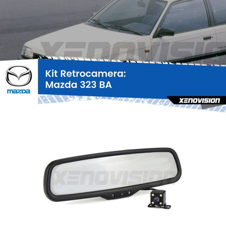 Kit Telecamera Parcheggio e Specchietto retrovisore con display invisibile per Mazda 323 BA. Spento è identico all’originale. In retromarcia, l’immagine appare in un riquadro prima invisibile