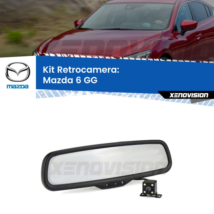 Kit Telecamera Parcheggio e Specchietto retrovisore con display invisibile per Mazda 6 GG. Spento è identico all’originale. In retromarcia, l’immagine appare in un riquadro prima invisibile