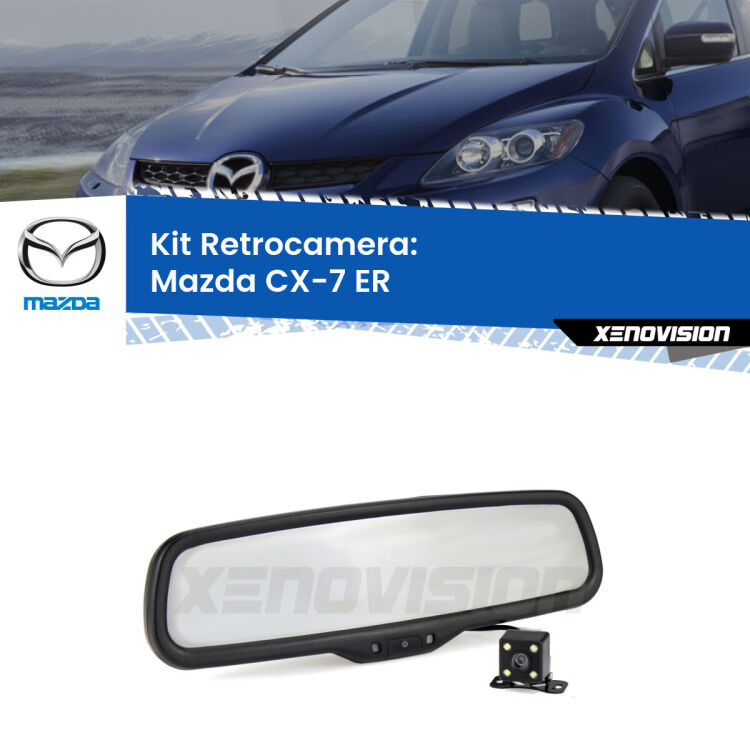 Kit Telecamera Parcheggio e Specchietto retrovisore con display invisibile per Mazda CX-7 ER. Spento è identico all’originale. In retromarcia, l’immagine appare in un riquadro prima invisibile