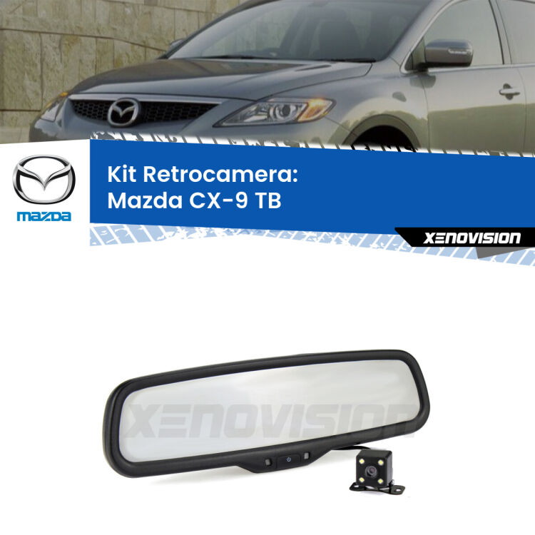 Kit Telecamera Parcheggio e Specchietto retrovisore con display invisibile per Mazda CX-9 TB. Spento è identico all’originale. In retromarcia, l’immagine appare in un riquadro prima invisibile