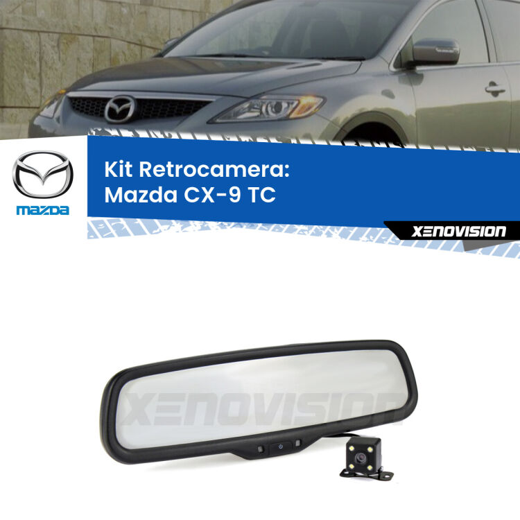 Kit Telecamera Parcheggio e Specchietto retrovisore con display invisibile per Mazda CX-9 TC. Spento è identico all’originale. In retromarcia, l’immagine appare in un riquadro prima invisibile