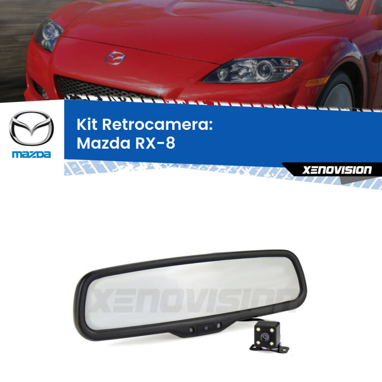 Kit Telecamera Parcheggio e Specchietto retrovisore con display invisibile per Mazda RX-8 . Spento è identico all’originale. In retromarcia, l’immagine appare in un riquadro prima invisibile