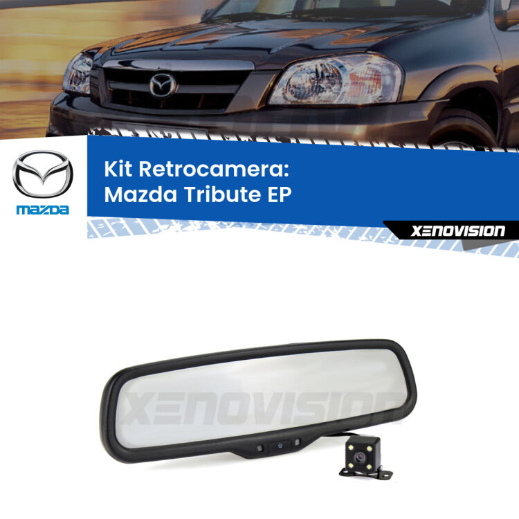 Kit Telecamera Parcheggio e Specchietto retrovisore con display invisibile per Mazda Tribute EP. Spento è identico all’originale. In retromarcia, l’immagine appare in un riquadro prima invisibile