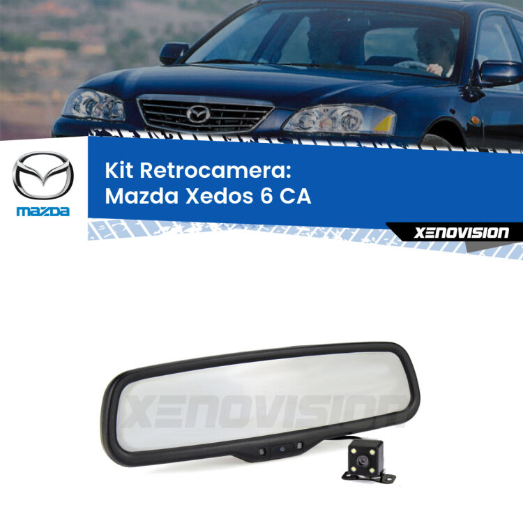 Kit Telecamera Parcheggio e Specchietto retrovisore con display invisibile per Mazda Xedos 6 CA. Spento è identico all’originale. In retromarcia, l’immagine appare in un riquadro prima invisibile