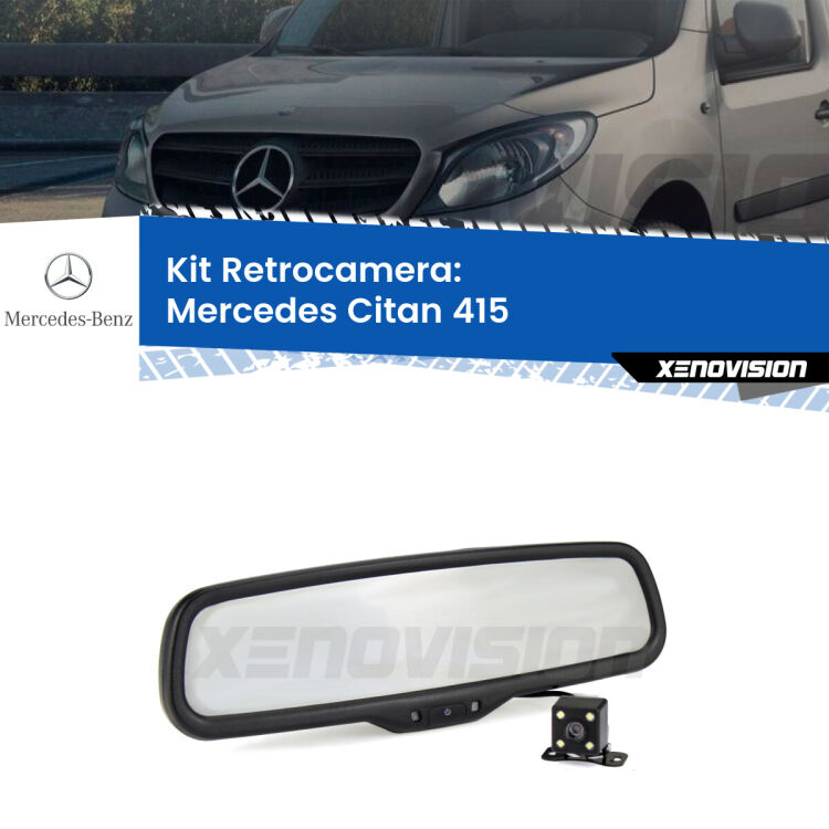 Kit Telecamera Parcheggio e Specchietto retrovisore con display invisibile per Mercedes Citan 415. Spento è identico all’originale. In retromarcia, l’immagine appare in un riquadro prima invisibile