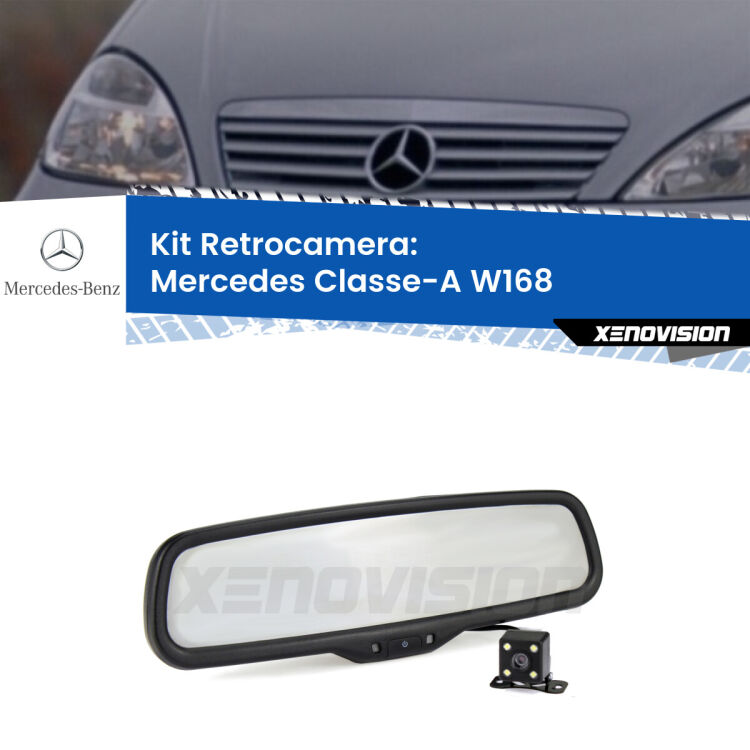 Kit Telecamera Parcheggio e Specchietto retrovisore con display invisibile per Mercedes Classe-A W168. Spento è identico all’originale. In retromarcia, l’immagine appare in un riquadro prima invisibile