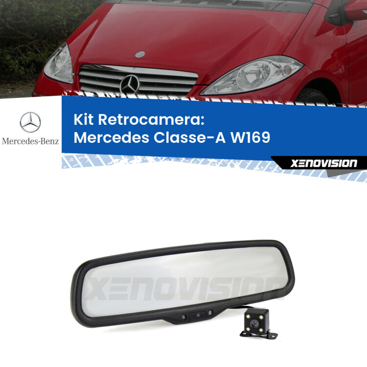 Kit Telecamera Parcheggio e Specchietto retrovisore con display invisibile per Mercedes Classe-A W169. Spento è identico all’originale. In retromarcia, l’immagine appare in un riquadro prima invisibile