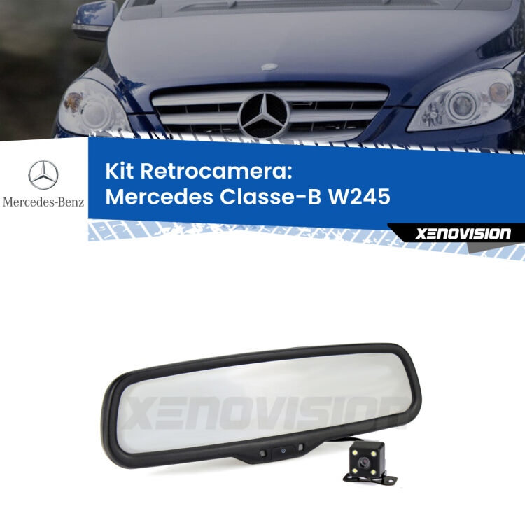 Kit Telecamera Parcheggio e Specchietto retrovisore con display invisibile per Mercedes Classe-B W245. Spento è identico all’originale. In retromarcia, l’immagine appare in un riquadro prima invisibile