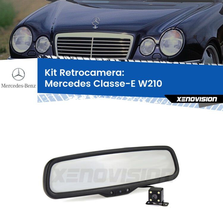 Kit Telecamera Parcheggio e Specchietto retrovisore con display invisibile per Mercedes Classe-E W210. Spento è identico all’originale. In retromarcia, l’immagine appare in un riquadro prima invisibile