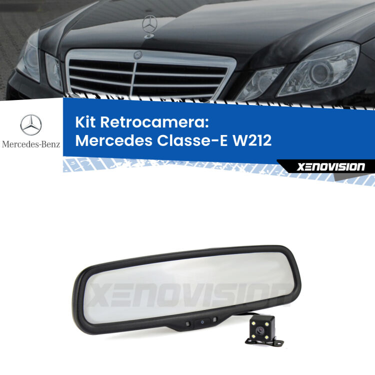 Kit Telecamera Parcheggio e Specchietto retrovisore con display invisibile per Mercedes Classe-E W212. Spento è identico all’originale. In retromarcia, l’immagine appare in un riquadro prima invisibile