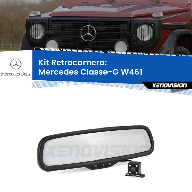 Kit Telecamera Parcheggio e Specchietto retrovisore con display invisibile per Mercedes Classe-G W461. Spento è identico all’originale. In retromarcia, l’immagine appare in un riquadro prima invisibile