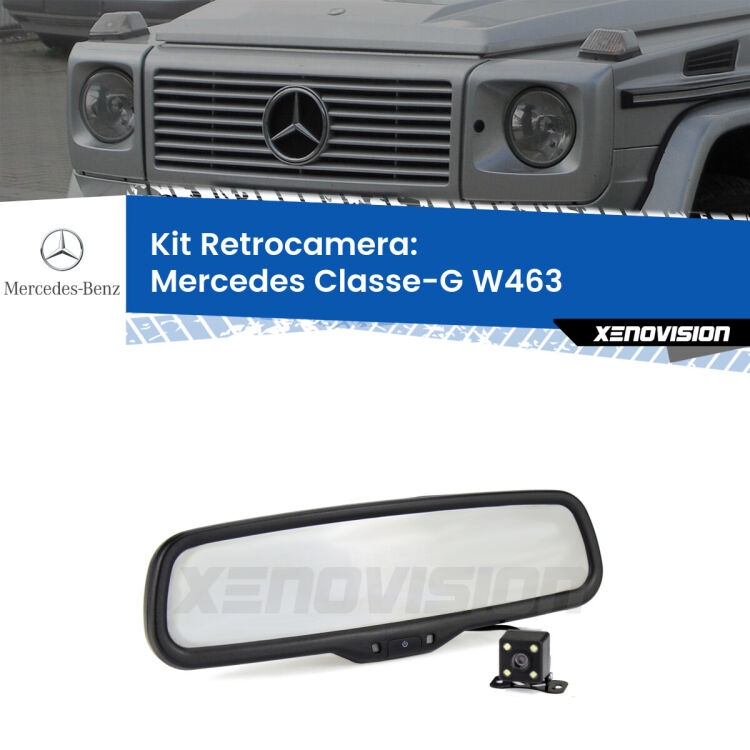 Kit Telecamera Parcheggio e Specchietto retrovisore con display invisibile per Mercedes Classe-G W463. Spento è identico all’originale. In retromarcia, l’immagine appare in un riquadro prima invisibile