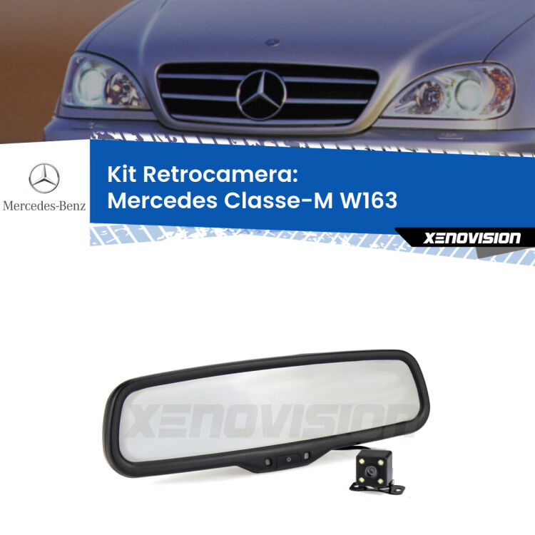 Kit Telecamera Parcheggio e Specchietto retrovisore con display invisibile per Mercedes Classe-M W163. Spento è identico all’originale. In retromarcia, l’immagine appare in un riquadro prima invisibile