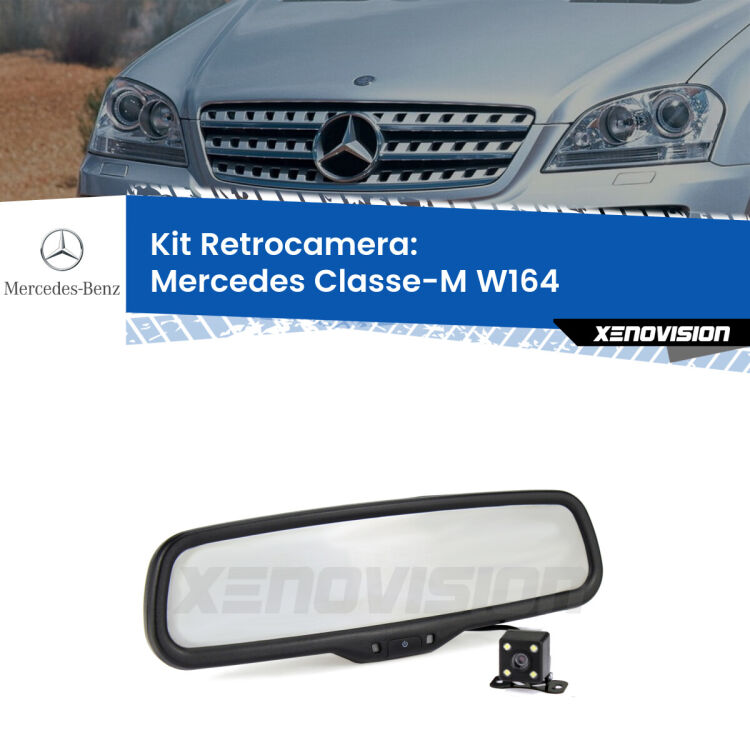 Kit Telecamera Parcheggio e Specchietto retrovisore con display invisibile per Mercedes Classe-M W164. Spento è identico all’originale. In retromarcia, l’immagine appare in un riquadro prima invisibile